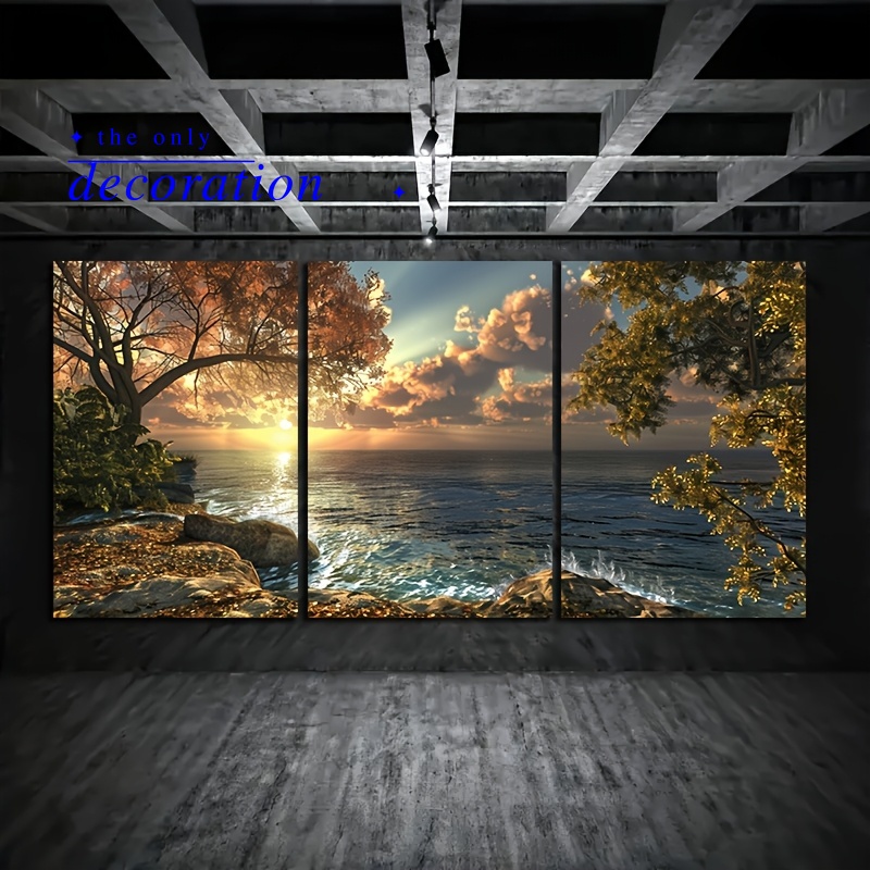 Abstract Canvas Set - Set 3 Lukisan Kanvas Berbingkai untuk