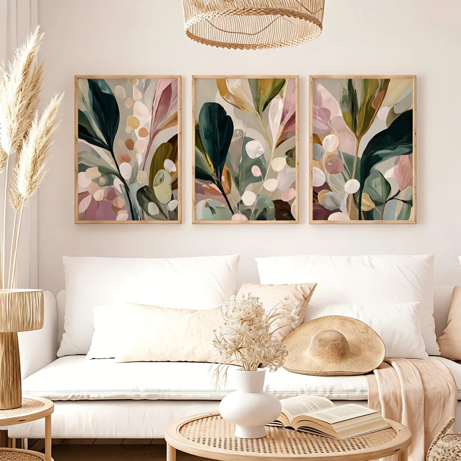 Abstract Canvas Set - Set 3 buah, ukuran besar, motif