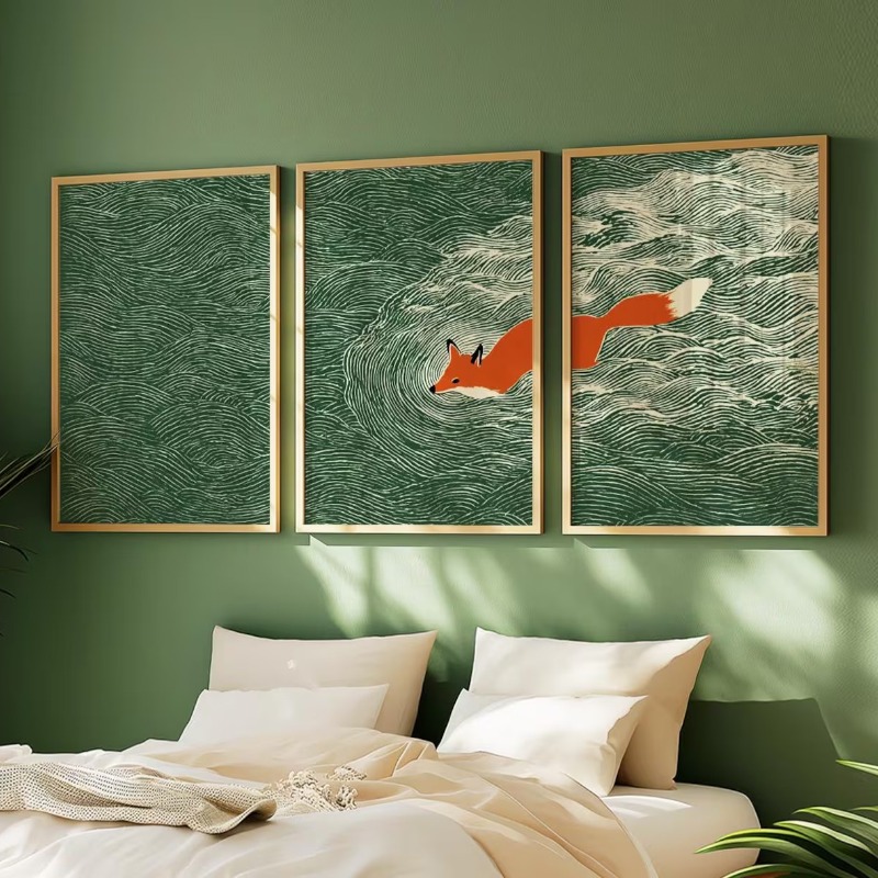 Abstract Canvas Set - 3 buah Lukisan Kanvas Tanpa Bingkai