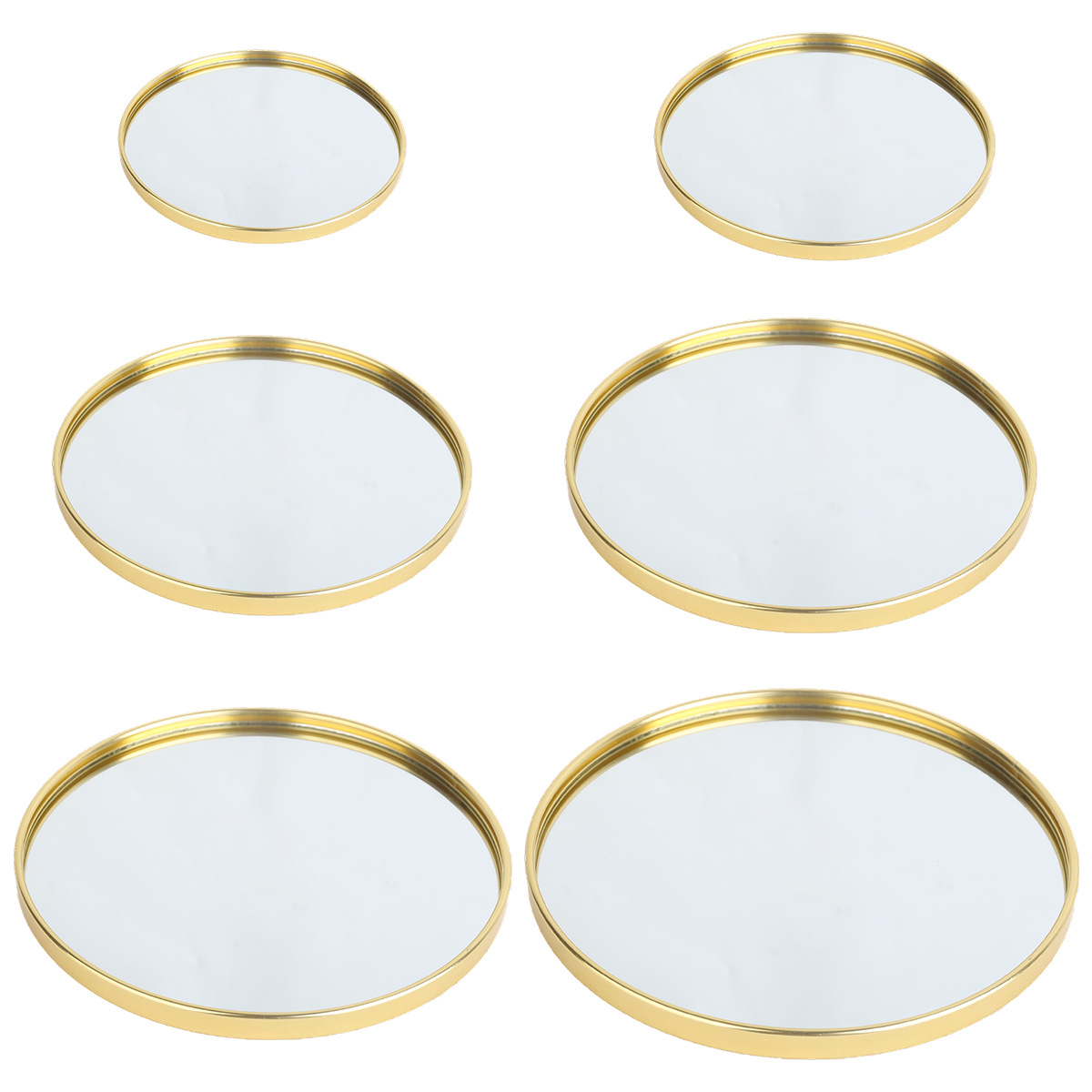 Decorative Mirror - Nampan Cermin Bulat Berwarna Emas, Piring
