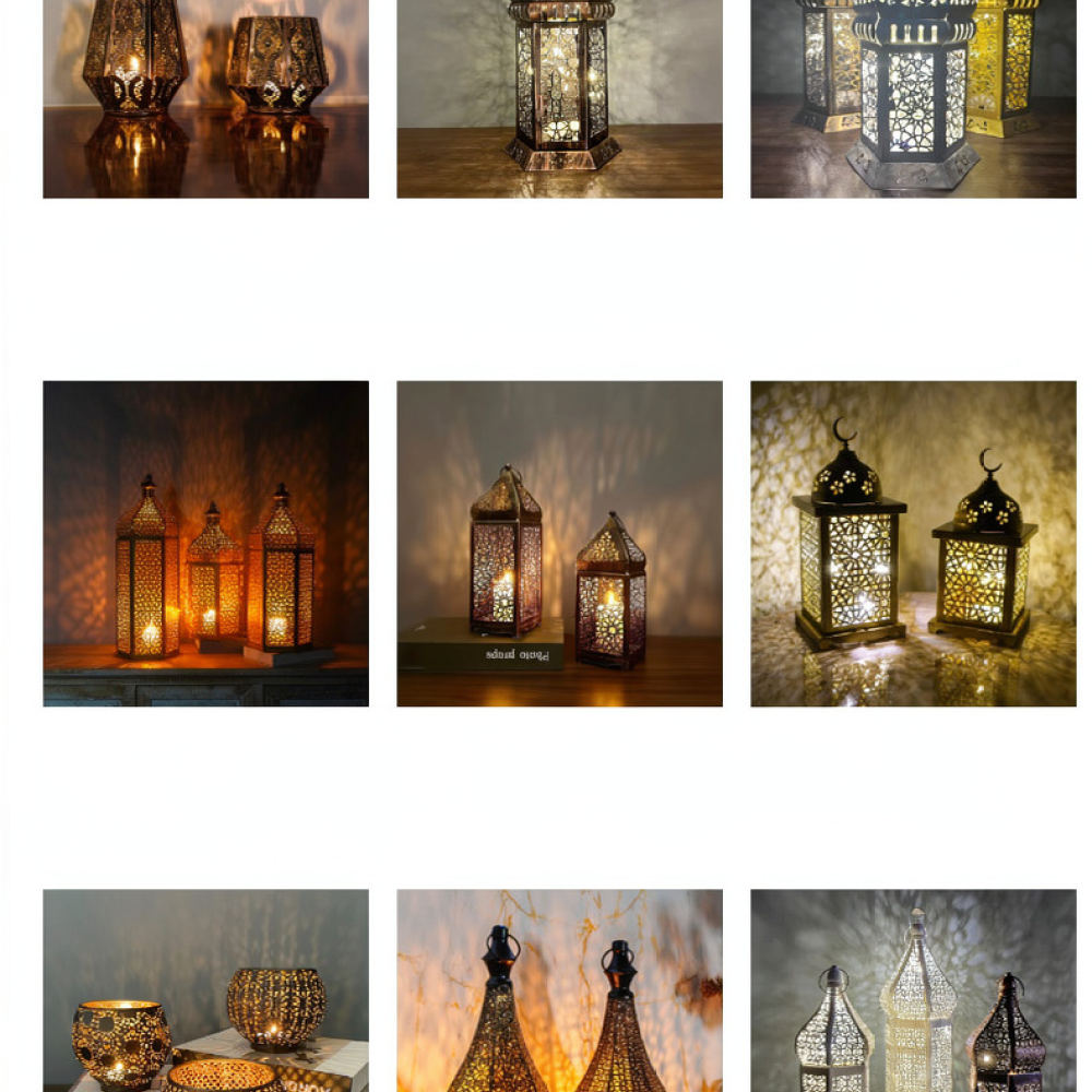 Candle Holder Decor - Lentera Lilin Besi Maroko Bergaya Rustik,