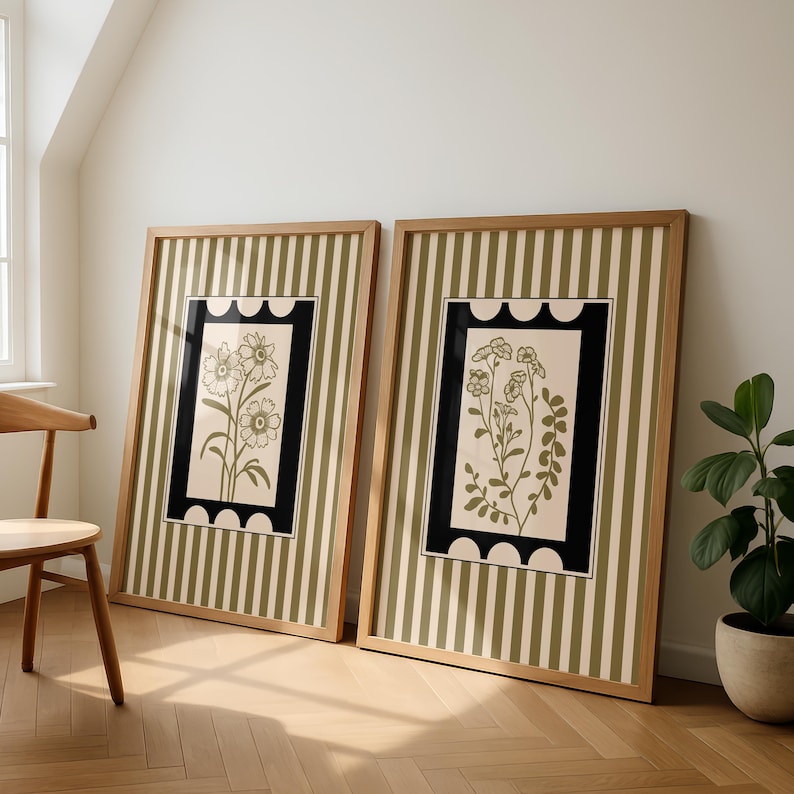 Abstract Canvas Set - 2pcs/set Seni Tanaman Gaya Bohemian Cetakan