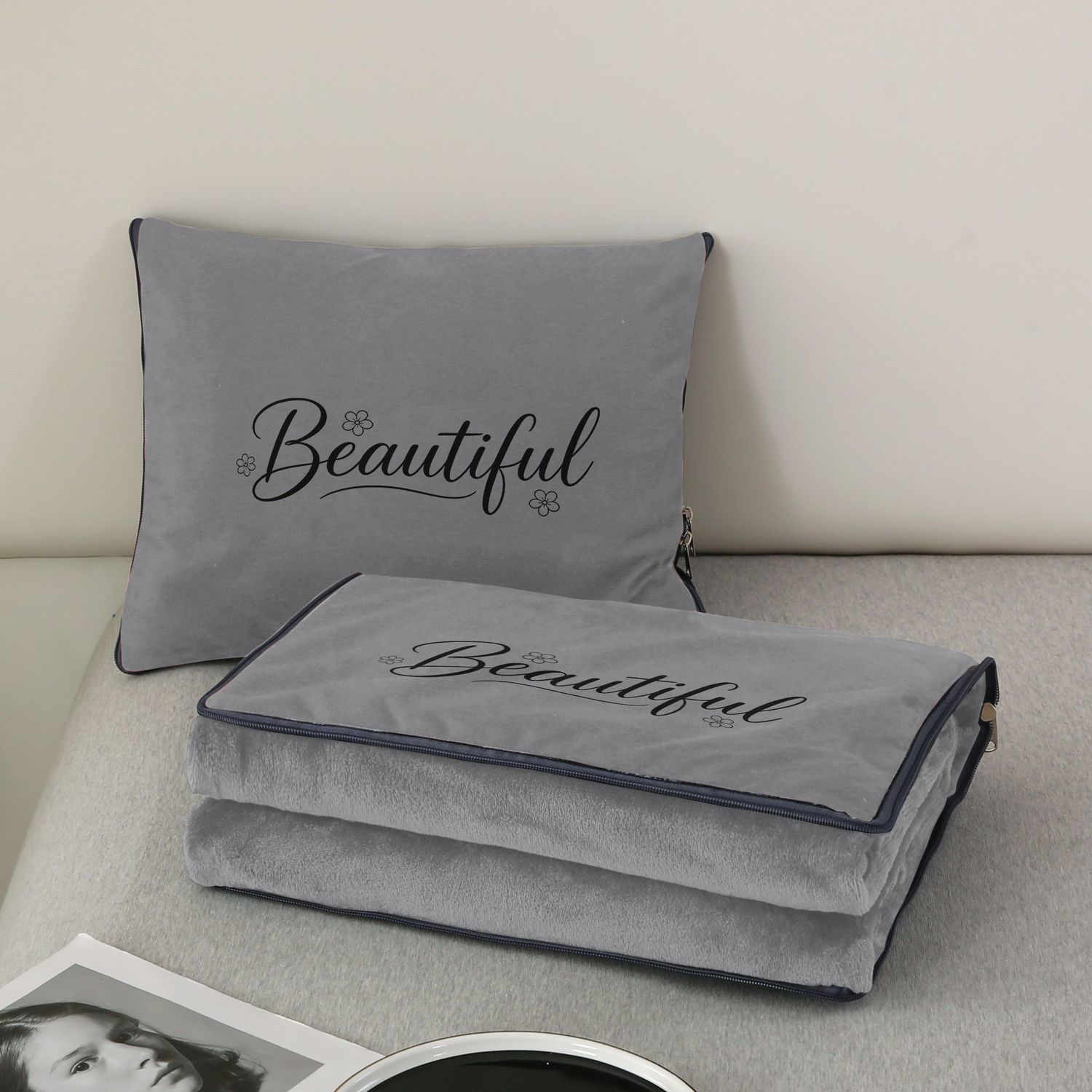 Selimut Bantal Beludru Abu-abu - Throw Pillow ulasan dan harga