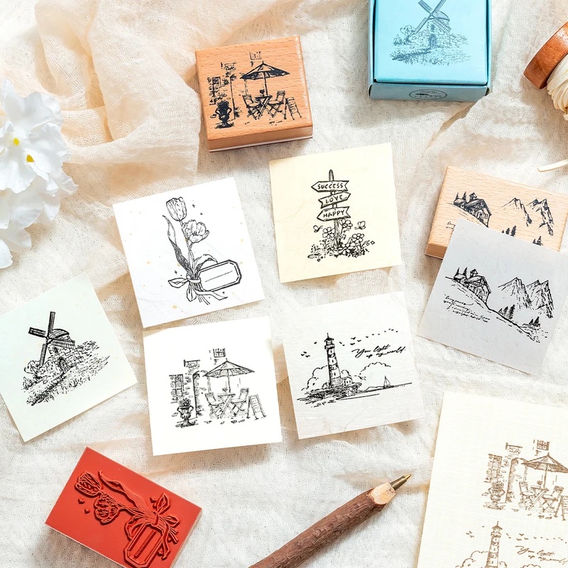 Stempel Karet Kayu Antik, Moti - Wall Sticker ulasan dan harga