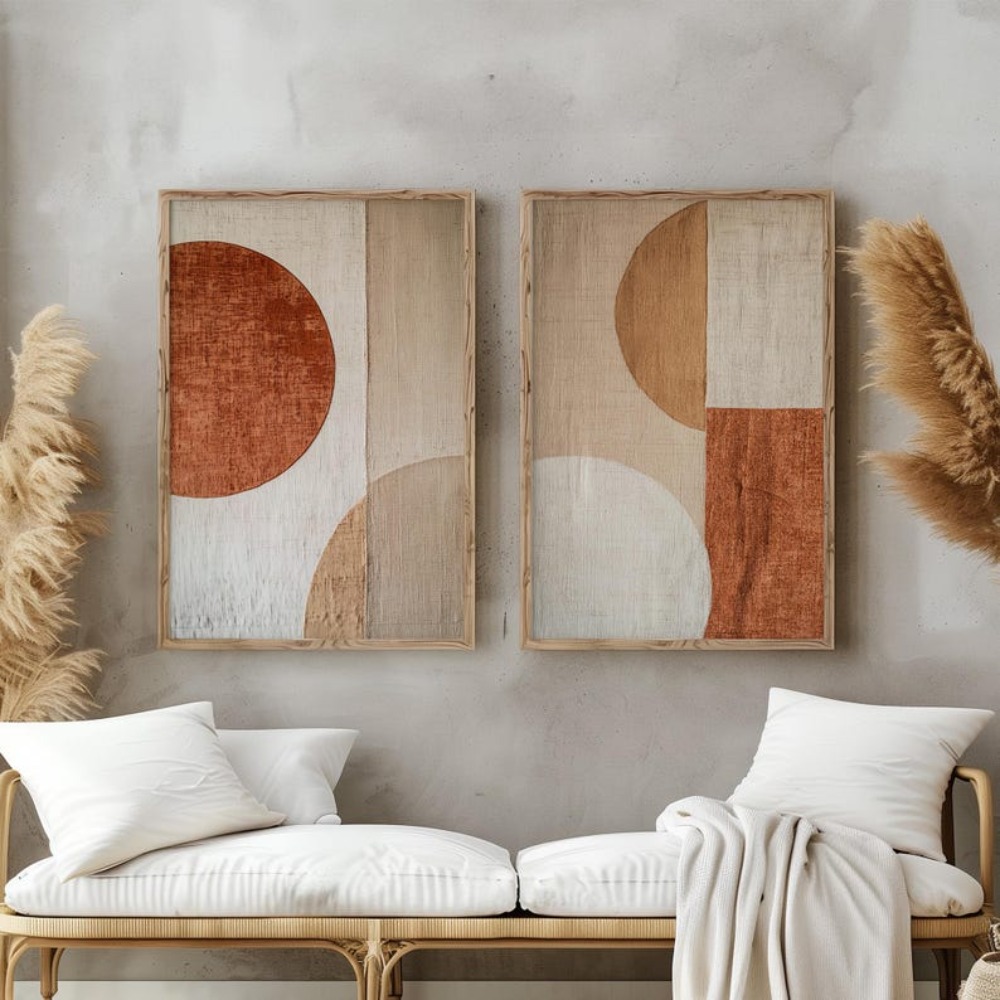 2pcs Lukisan Kanvas Tanpa Bing - Abstract Canvas Set ulasan dan harga