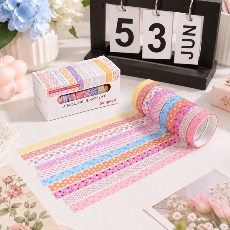 10 Gulung Pita Washi Motif Bun - Wall Sticker ulasan dan harga